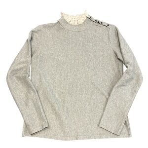 Women’s Gray Ribbed Medium Knit Sweater